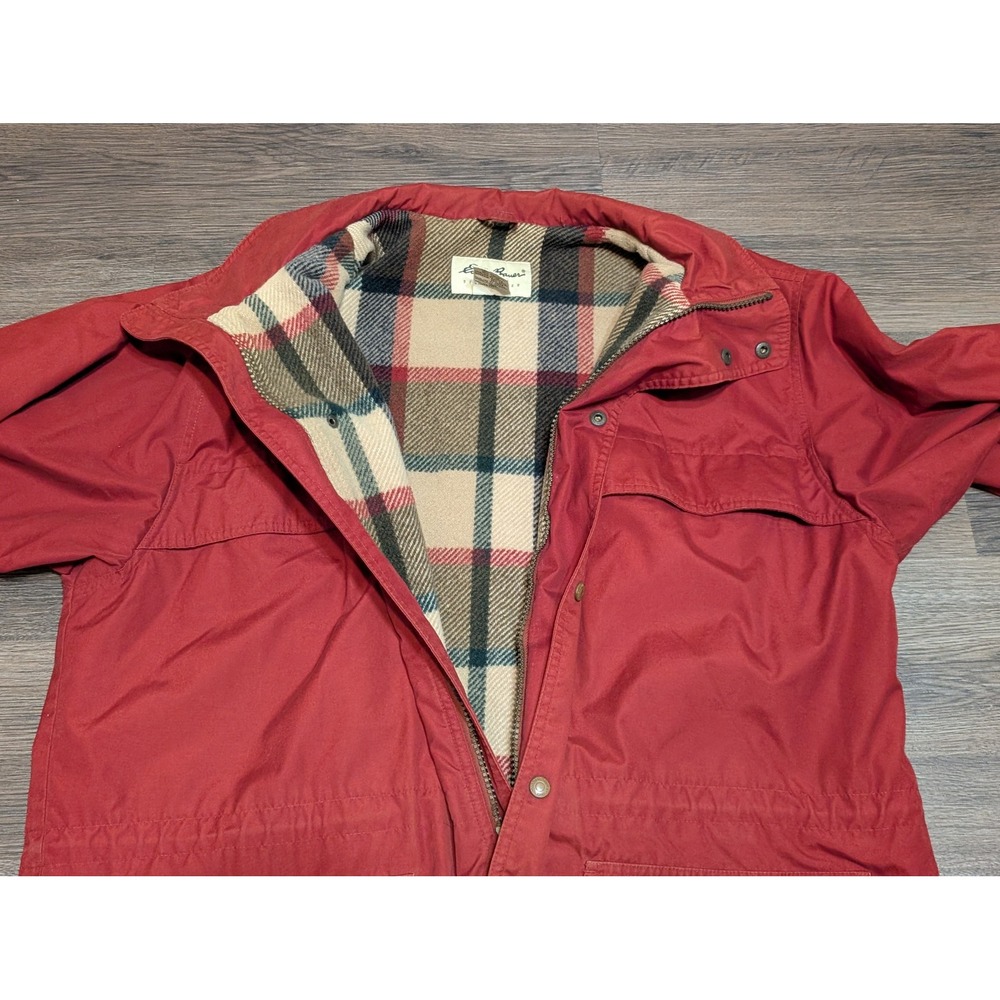 Vintage Eddie Bauer Mens‎ Red Cotton Blend Barn Field Jacket Wool Lined Large - Picture 4 of 6